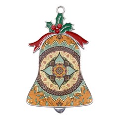 Mandala Floral Decorative Flower Art Metal Holly Leaf Bell Ornament by Ravend