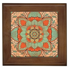 Mandala Floral Decorative Flower Framed Tile by Ravend