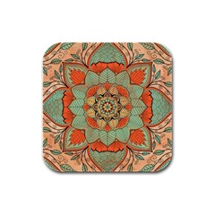 Mandala Floral Decorative Flower Rubber Square Coaster (4 Pack) by Ravend