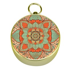 Mandala Floral Decorative Flower Gold Compasses by Ravend