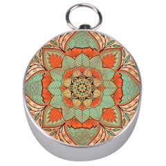 Mandala Floral Decorative Flower Silver Compasses by Ravend