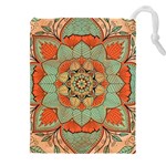 Mandala Floral Decorative Flower Drawstring Pouch (4XL) Front