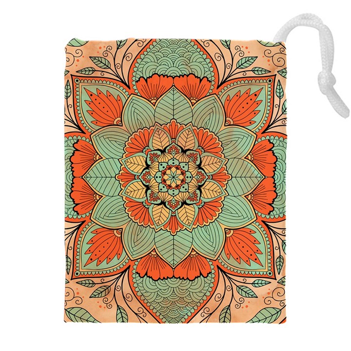 Mandala Floral Decorative Flower Drawstring Pouch (4XL)