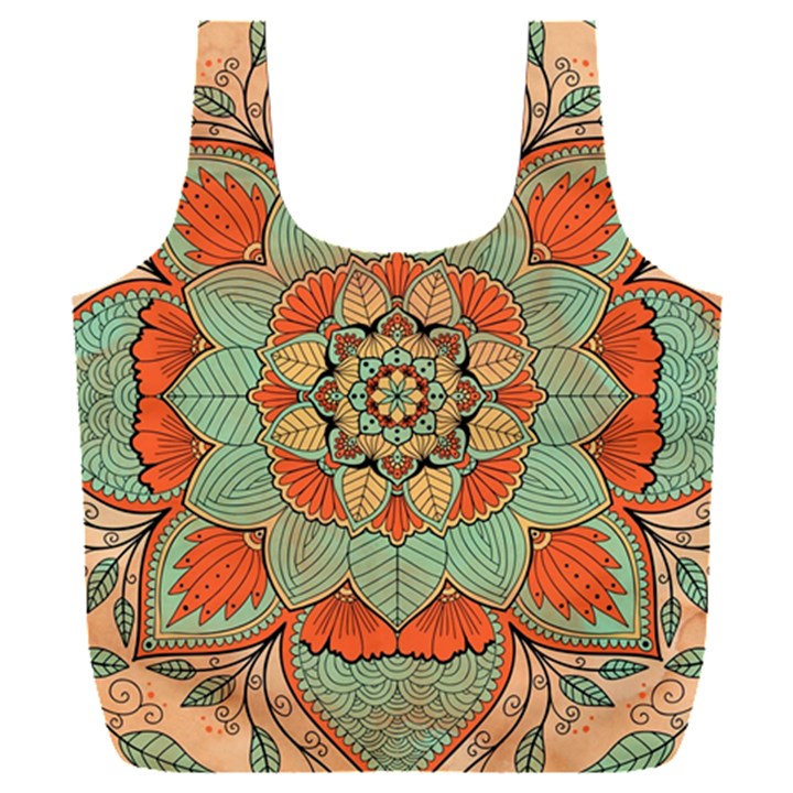 Mandala Floral Decorative Flower Full Print Recycle Bag (XXL)