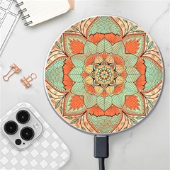 Mandala Floral Decorative Flower Wireless Fast Charger(white) by Ravend