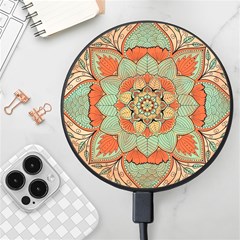 Mandala Floral Decorative Flower Wireless Fast Charger(black) by Ravend