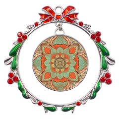 Mandala Floral Decorative Flower Metal X mas Wreath Ribbon Ornament by Ravend