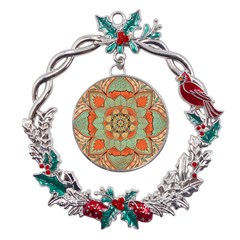 Mandala Floral Decorative Flower Metal X mas Wreath Holly Leaf Ornament by Ravend