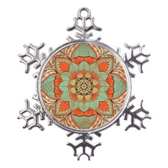 Mandala Floral Decorative Flower Metal Large Snowflake Ornament by Ravend