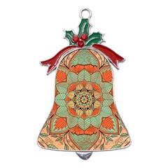 Mandala Floral Decorative Flower Metal Holly Leaf Bell Ornament by Ravend