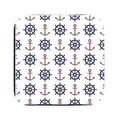 Nautical Seamless Pattern Square Metal Box (black) by Grandong