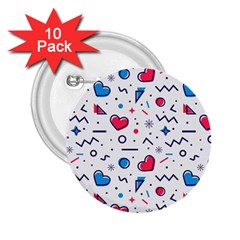 Hearts Seamless Pattern Memphis Style 2 25  Buttons (10 Pack)  by Grandong