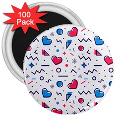 Hearts Seamless Pattern Memphis Style 3  Magnets (100 Pack) by Grandong