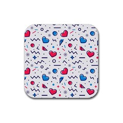 Hearts Seamless Pattern Memphis Style Rubber Coaster (square) by Grandong