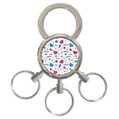 Hearts Seamless Pattern Memphis Style 3-ring Key Chain by Grandong