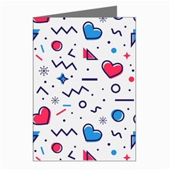 Hearts Seamless Pattern Memphis Style Greeting Cards (pkg Of 8)