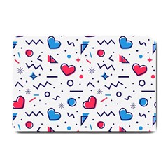 Hearts Seamless Pattern Memphis Style Small Doormat by Grandong