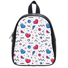 Hearts Seamless Pattern Memphis Style School Bag (small) by Grandong