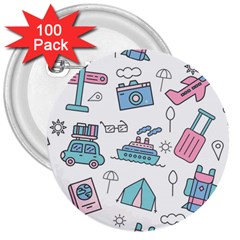 Transportation Seamless Pattern 3  Buttons (100 Pack)  by Grandong