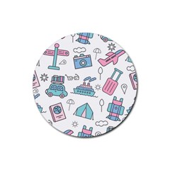 Transportation Seamless Pattern Rubber Round Coaster (4 Pack) by Grandong