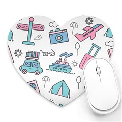 Transportation Seamless Pattern Heart Mousepad by Grandong