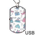 Transportation Seamless Pattern Dog Tag USB Flash (One Side) Front