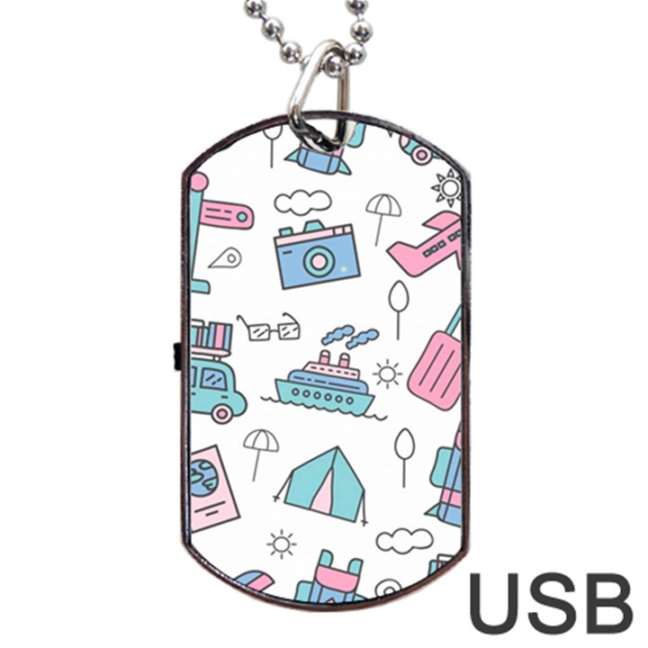 Transportation Seamless Pattern Dog Tag USB Flash (One Side)