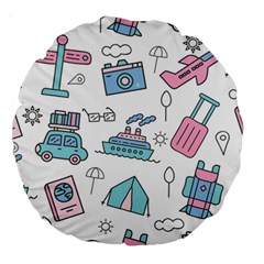 Transportation Seamless Pattern Large 18  Premium Round Cushions by Grandong