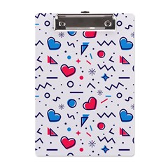 Hearts Seamless Pattern Memphis Style A5 Acrylic Clipboard by Grandong