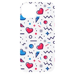 Hearts Seamless Pattern Memphis Style Iphone 14 Plus Black Uv Print Case by Grandong