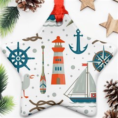 Nautical Elements Pattern Background Ornament (star)