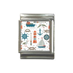 Nautical Elements Pattern Background Italian Charm (13mm) by Grandong