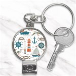 Nautical Elements Pattern Background Nail Clippers Key Chain Front