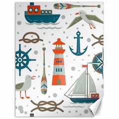 Nautical Elements Pattern Background Canvas 12  X 16  by Grandong