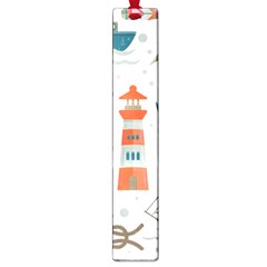 Nautical Elements Pattern Background Large Book Marks by Grandong