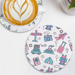 Transportation Seamless Pattern Uv Print Round Tile Coaster by Grandong