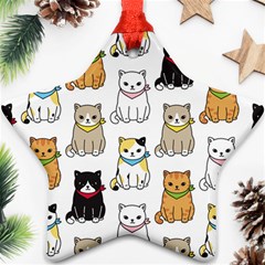 Cat Kitten Seamless Pattern Ornament (star) by Grandong