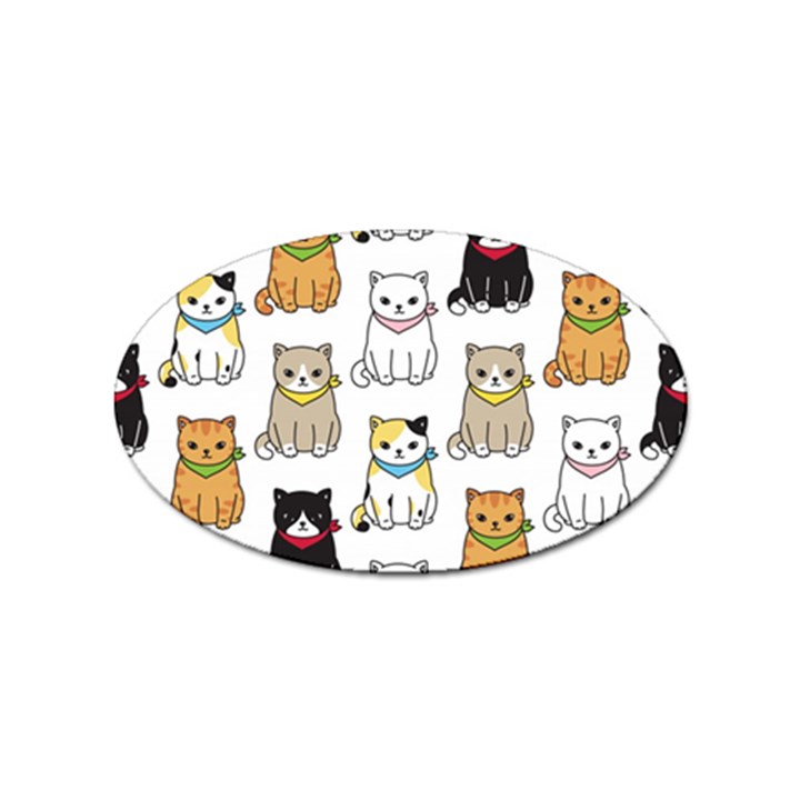 Cat Kitten Seamless Pattern Sticker (Oval)