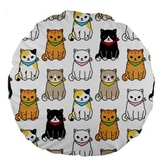 Cat Kitten Seamless Pattern Large 18  Premium Round Cushions by Grandong