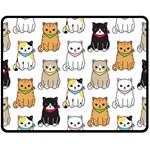 Cat Kitten Seamless Pattern Two Sides Fleece Blanket (Medium) 58.8 x47.4  Blanket Back