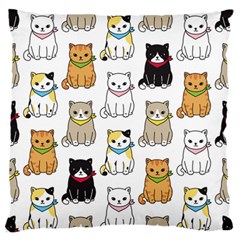 Cat Kitten Seamless Pattern Large Premium Plush Fleece Cushion Case (two Sides) by Grandong