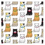 Cat Kitten Seamless Pattern Square Satin Scarf (36  x 36 ) Front