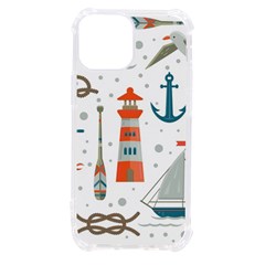 Nautical Elements Pattern Background Iphone 13 Mini Tpu Uv Print Case by Grandong