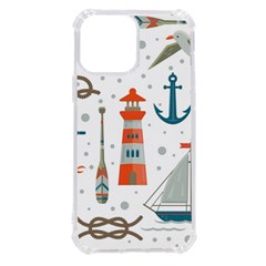 Nautical Elements Pattern Background Iphone 13 Pro Max Tpu Uv Print Case by Grandong