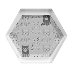 Cat Kitten Seamless Pattern Hexagon Wood Jewelry Box by Grandong