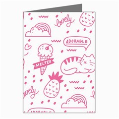 Cute Girly Seamless Pattern Greeting Card by Grandong