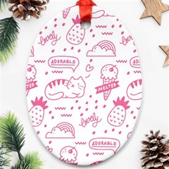 Cute Girly Seamless Pattern Oval Ornament (two Sides)