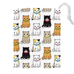 Cat Kitten Seamless Pattern Drawstring Pouch (5xl) by Grandong