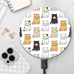 Cat Kitten Seamless Pattern Wireless Fast Charger(white) by Grandong