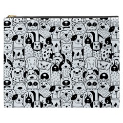 Seamless Pattern With Black White Doodle Dogs Cosmetic Bag (xxxl) by Grandong